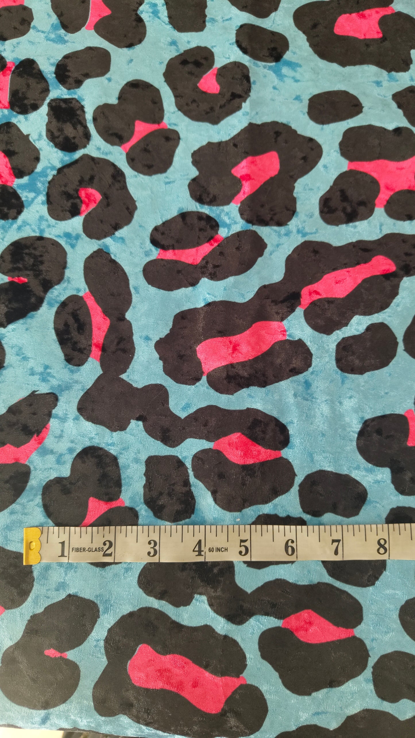 Fabric - Blue Leopard Crushed Velvet